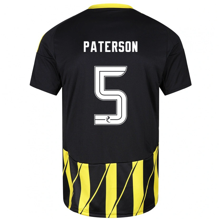 Danxen Mujer Camiseta Donna Paterson #5 Negro Amarillo 2ª Equipación 2024/25 La Camisa México