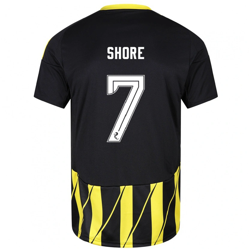 Danxen Mujer Camiseta Eilidh Shore #7 Negro Amarillo 2ª Equipación 2024/25 La Camisa México