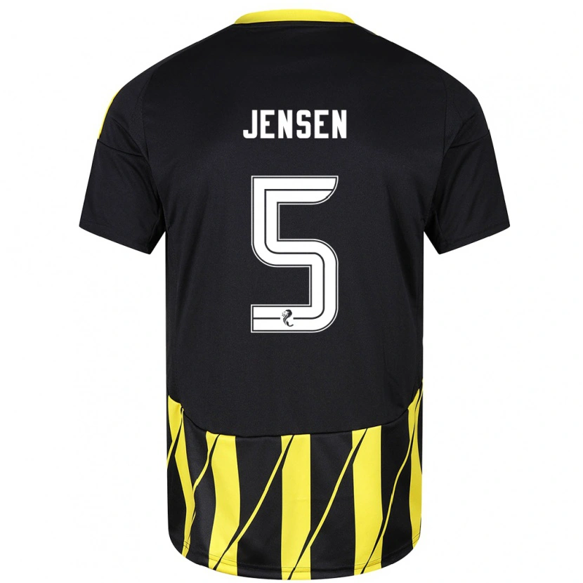 Danxen Mujer Camiseta Richard Jensen #5 Negro Amarillo 2ª Equipación 2024/25 La Camisa México