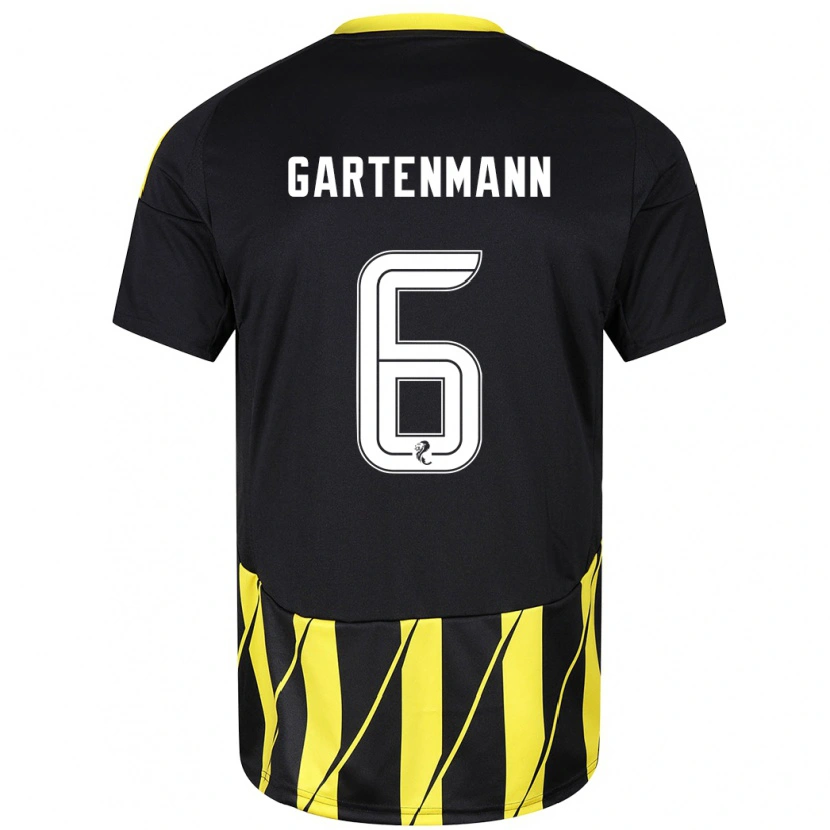Danxen Mujer Camiseta Stefan Gartenmann #6 Negro Amarillo 2ª Equipación 2024/25 La Camisa México