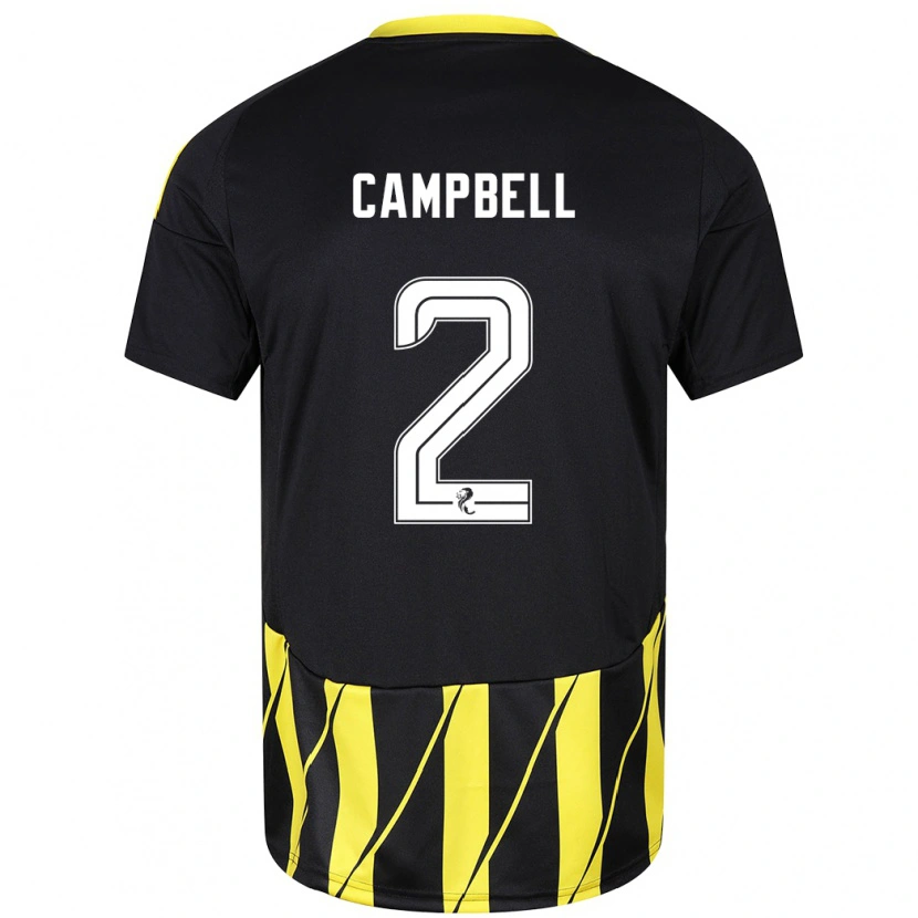 Danxen Mujer Camiseta Loren Campbell #2 Negro Amarillo 2ª Equipación 2024/25 La Camisa México
