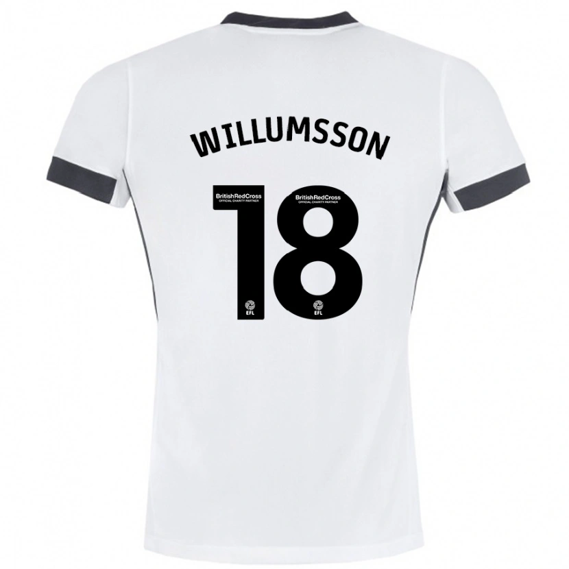 Danxen Mujer Camiseta Willum Thór Willumsson #18 Blanco Negro 2ª Equipación 2024/25 La Camisa México