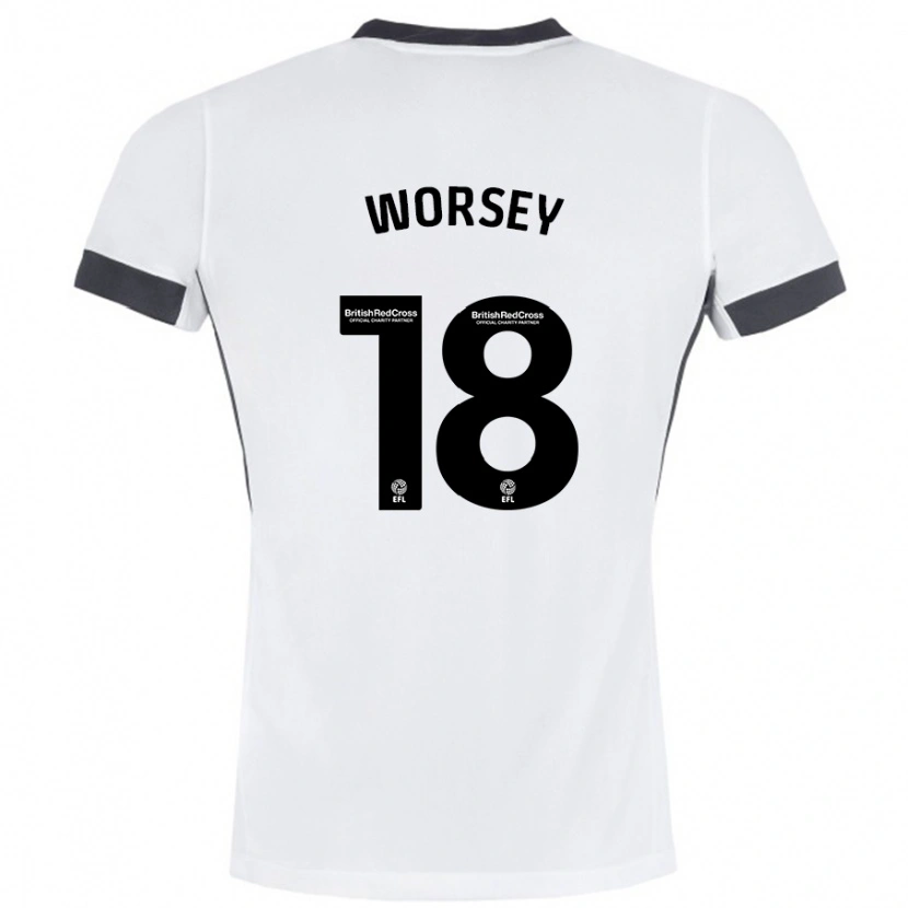 Danxen Mujer Camiseta Louanne Worsey #18 Blanco Negro 2ª Equipación 2024/25 La Camisa México