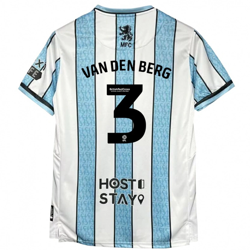 Danxen Mujer Camiseta Rav Van Den Berg #3 Blanco Azul 2ª Equipación 2024/25 La Camisa México