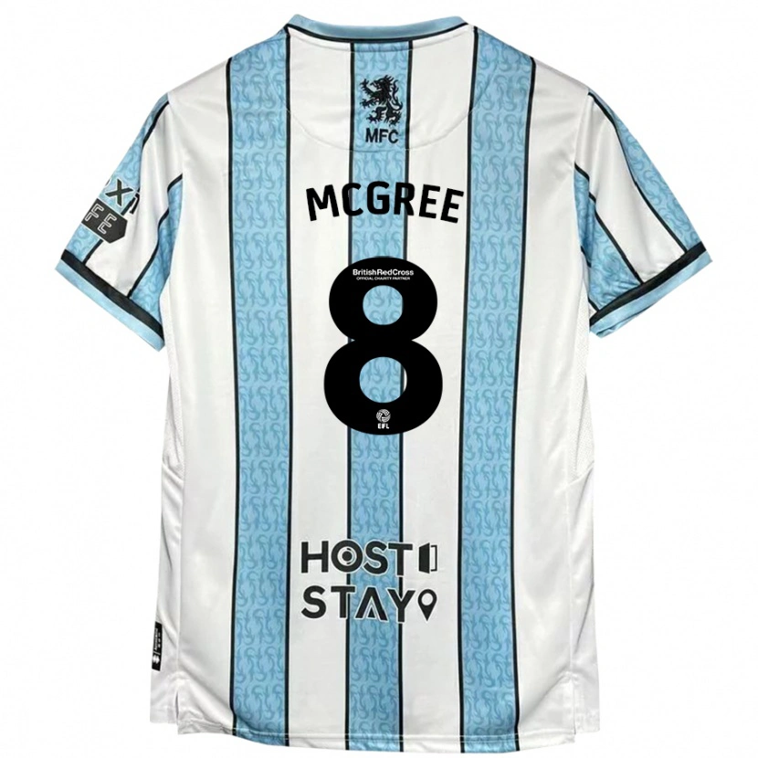 Danxen Mujer Camiseta Riley Mcgree #8 Blanco Azul 2ª Equipación 2024/25 La Camisa México