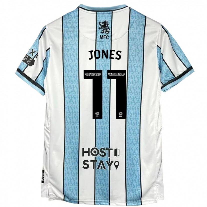 Danxen Mujer Camiseta Isaiah Jones #11 Blanco Azul 2ª Equipación 2024/25 La Camisa México