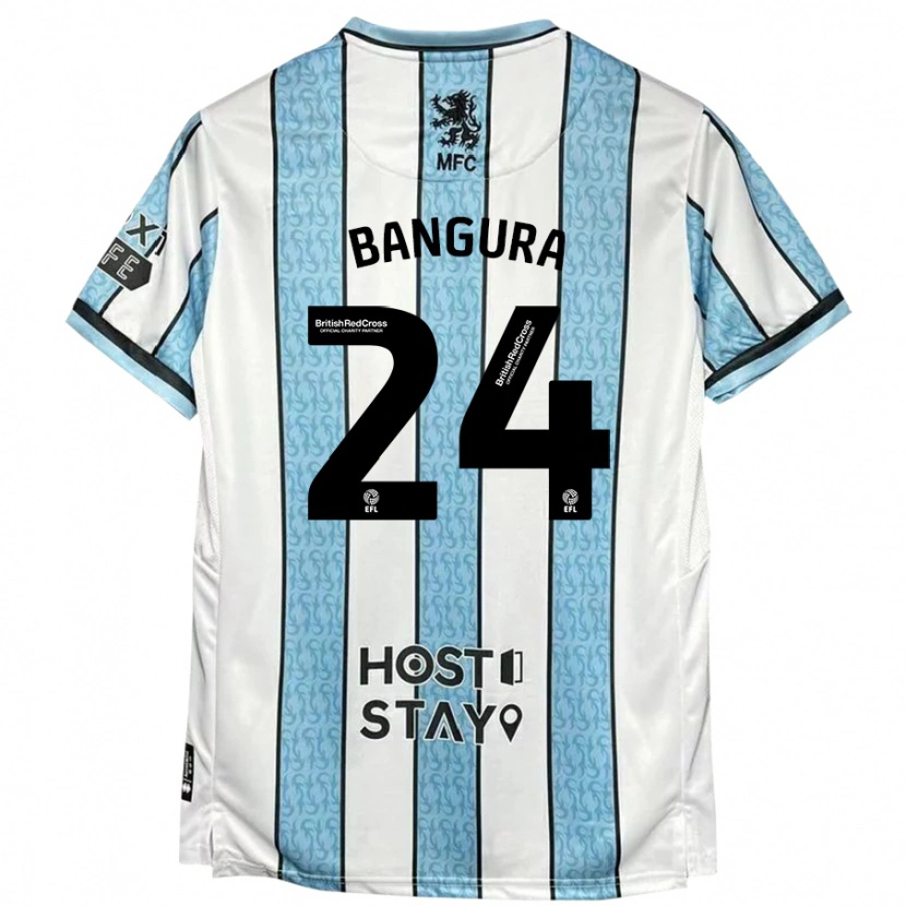Danxen Mujer Camiseta Alex Bangura #24 Blanco Azul 2ª Equipación 2024/25 La Camisa México