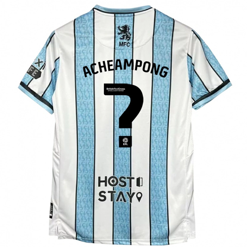 Danxen Mujer Camiseta Prince Acheampong #0 Blanco Azul 2ª Equipación 2024/25 La Camisa México