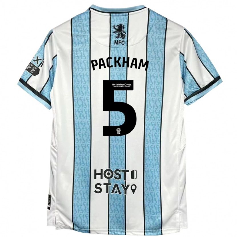 Danxen Mujer Camiseta Ellen Packham #5 Blanco Azul 2ª Equipación 2024/25 La Camisa México