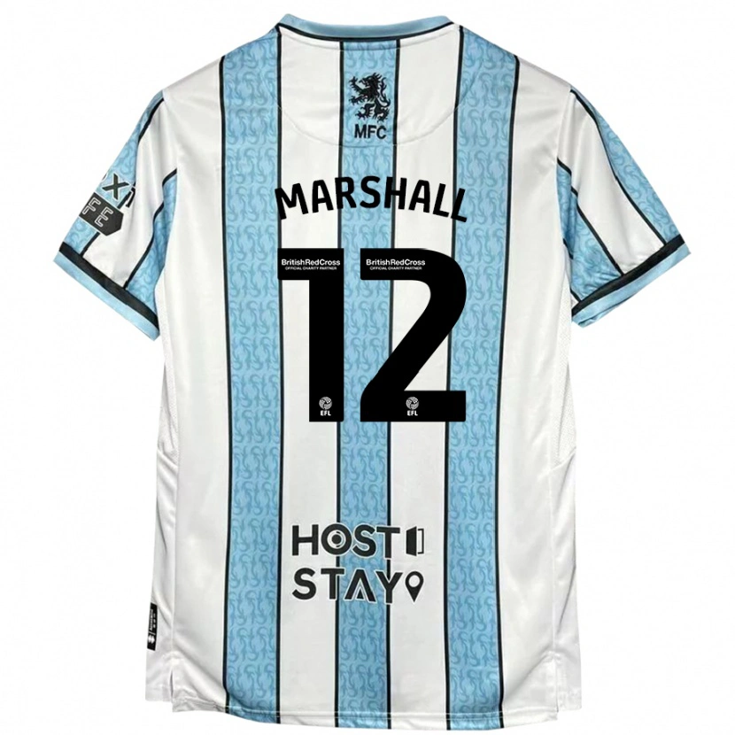 Danxen Mujer Camiseta Eve Marshall #12 Blanco Azul 2ª Equipación 2024/25 La Camisa México
