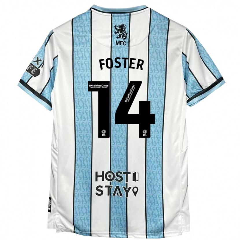 Danxen Mujer Camiseta Emma Foster #14 Blanco Azul 2ª Equipación 2024/25 La Camisa México