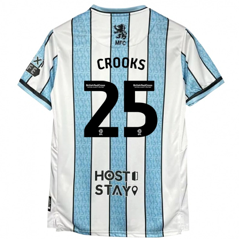 Danxen Mujer Camiseta Matt Crooks #25 Blanco Azul 2ª Equipación 2024/25 La Camisa México