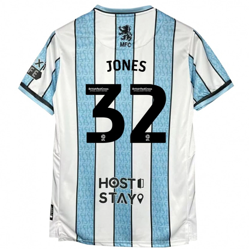 Danxen Mujer Camiseta Jamie Jones #32 Blanco Azul 2ª Equipación 2024/25 La Camisa México