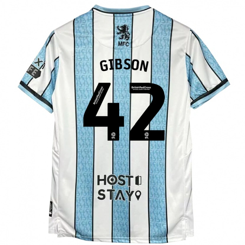 Danxen Mujer Camiseta Joseph Gibson #42 Blanco Azul 2ª Equipación 2024/25 La Camisa México