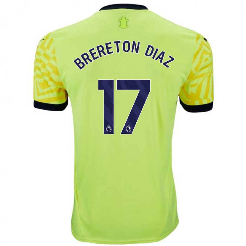Danxen Mujer Camiseta Ben Brereton Díaz #17 Amarillo 2ª Equipación 2024/25 La Camisa México