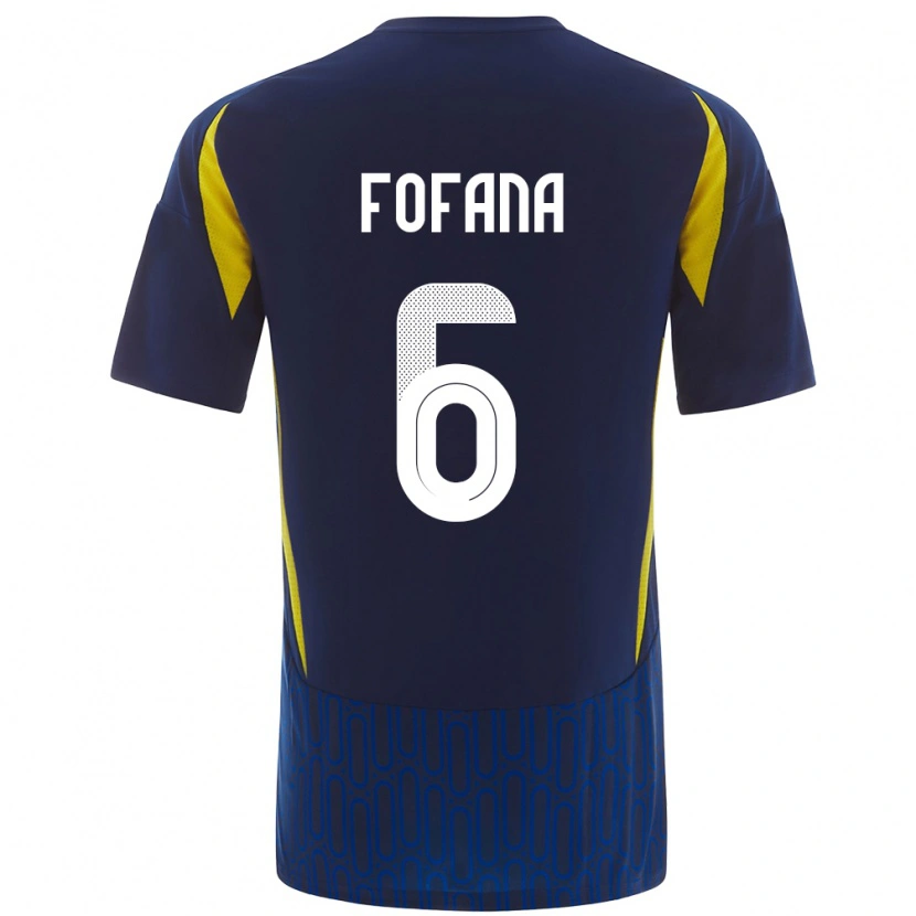 Danxen Mujer Camiseta Seko Fofana #6 Azul Amarillo 2ª Equipación 2024/25 La Camisa México