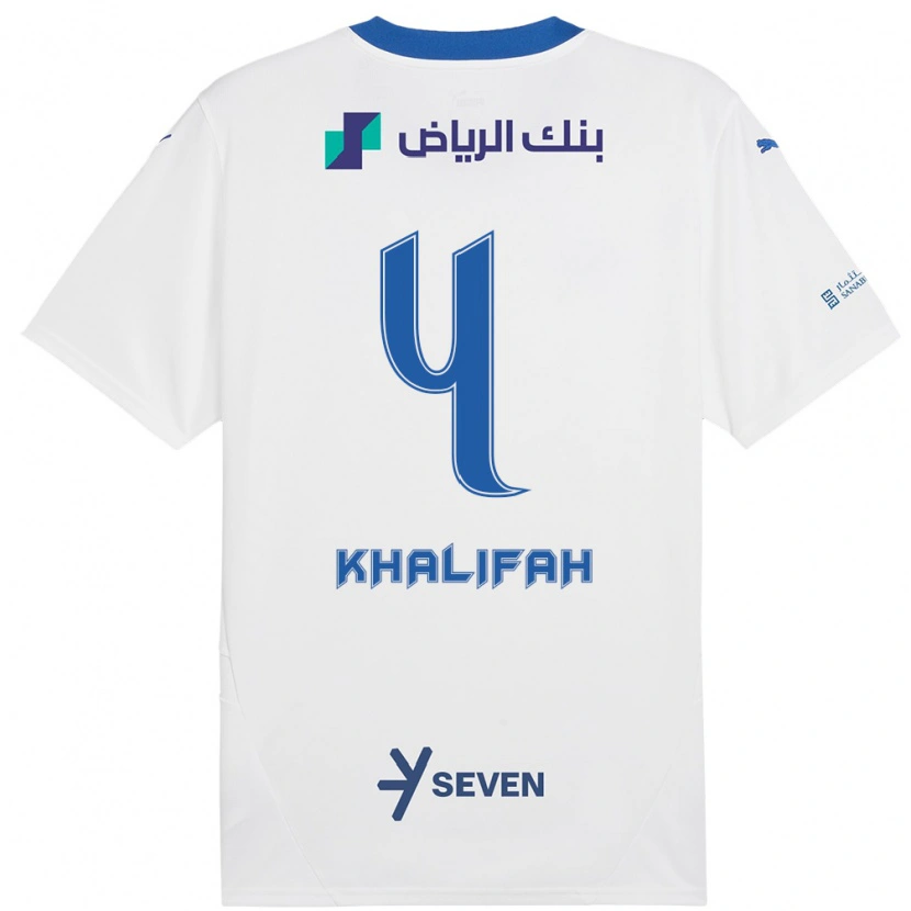 Danxen Mujer Camiseta Khalifah Al-Dawsari #4 Blanco Azul 2ª Equipación 2024/25 La Camisa México