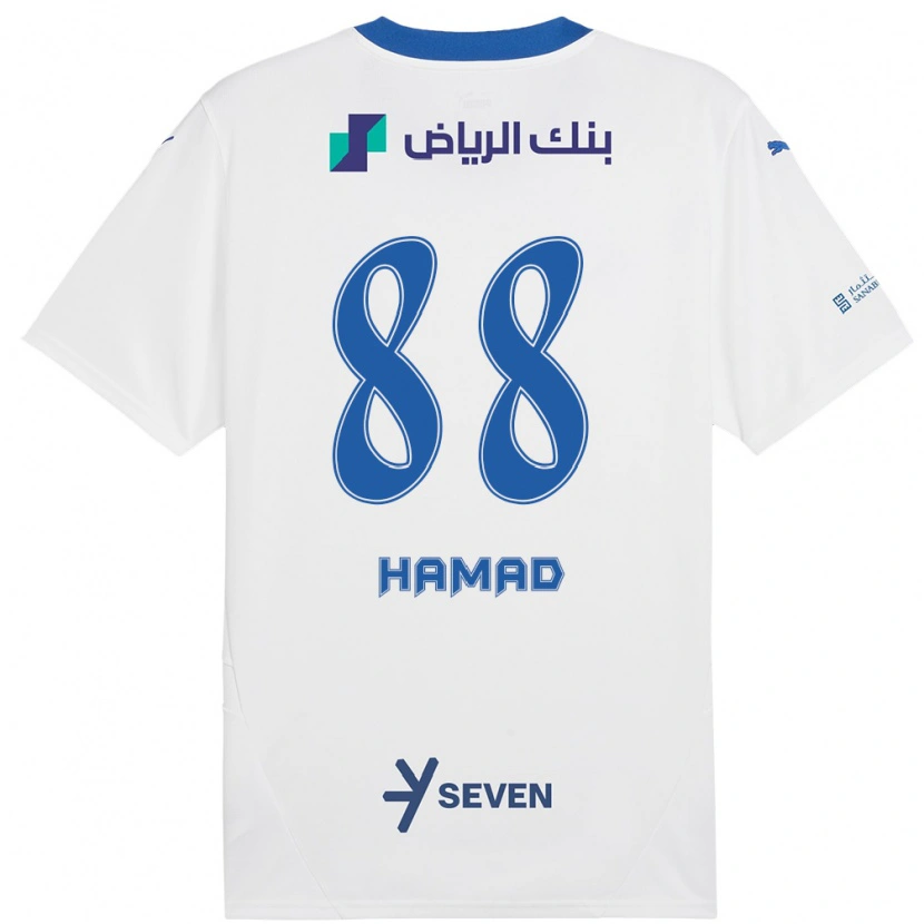 Danxen Mujer Camiseta Hamad Al-Yami #88 Blanco Azul 2ª Equipación 2024/25 La Camisa México