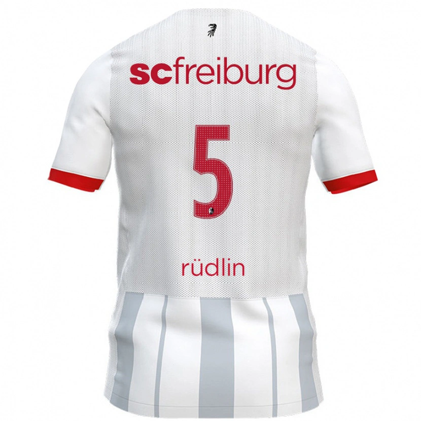 Danxen Mujer Camiseta Fabian Rüdlin #5 Blanco Gris 2ª Equipación 2024/25 La Camisa México