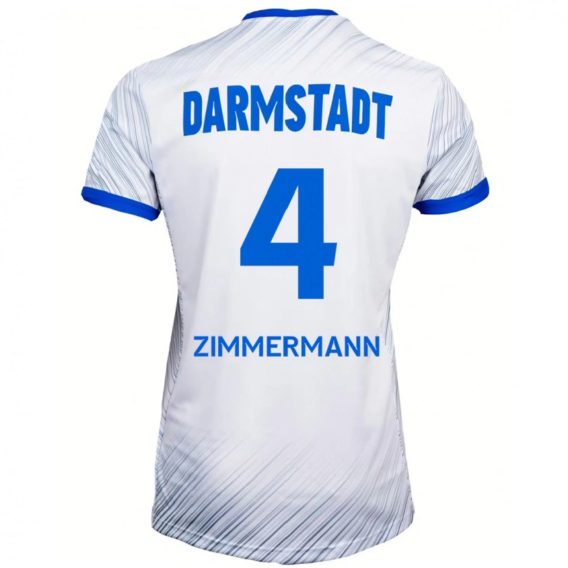 Danxen Mujer Camiseta Christoph Zimmermann #4 Blanco Azul 2ª Equipación 2024/25 La Camisa México