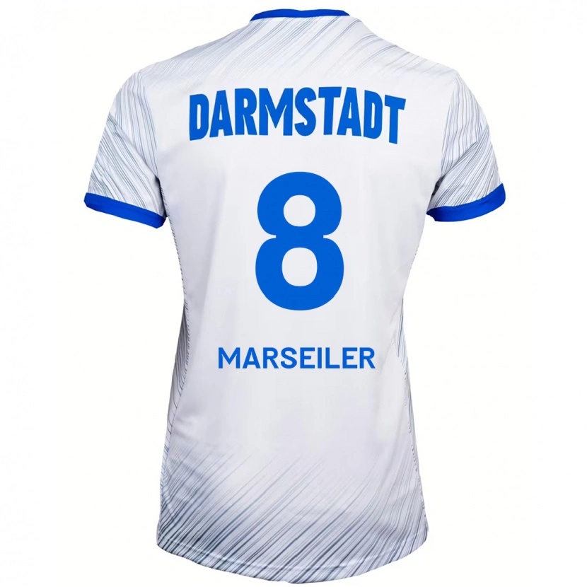 Danxen Mujer Camiseta Luca Marseiler #8 Blanco Azul 2ª Equipación 2024/25 La Camisa México