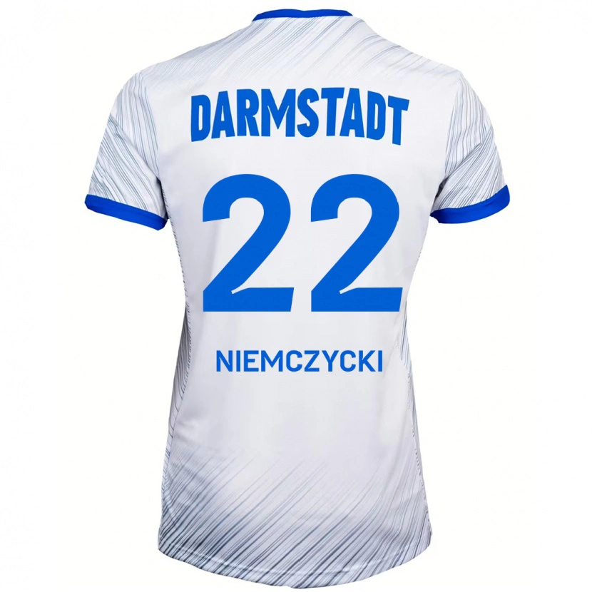 Danxen Mujer Camiseta Karol Niemczycki #22 Blanco Azul 2ª Equipación 2024/25 La Camisa México