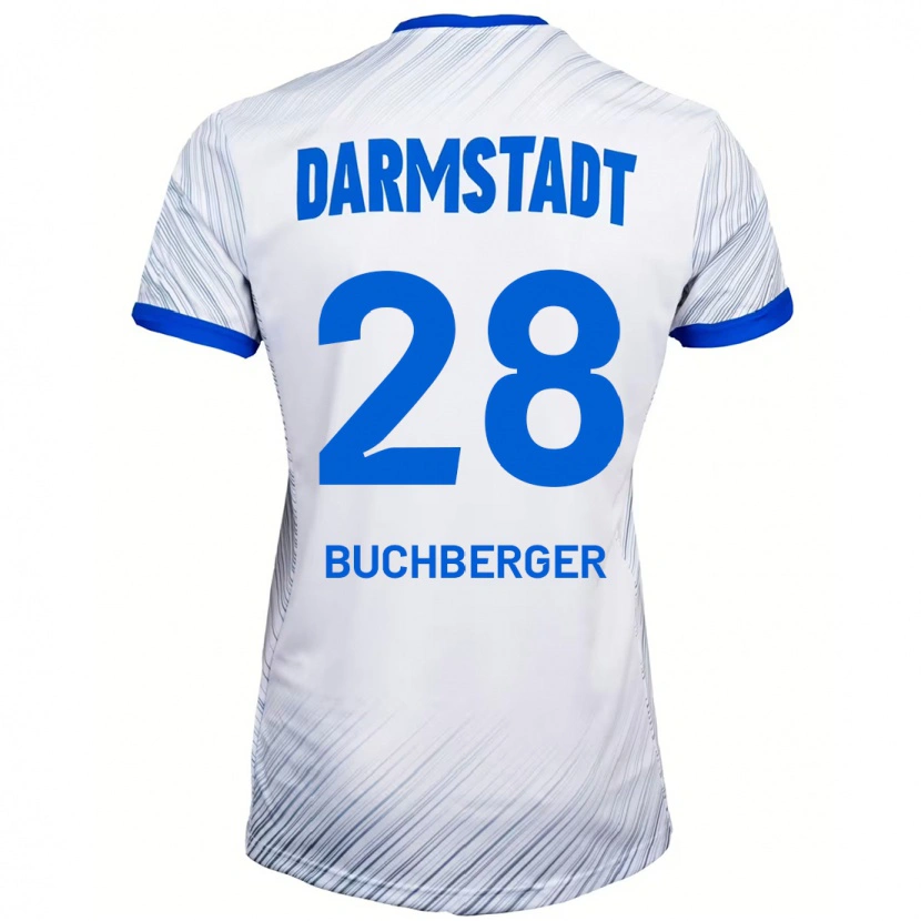 Danxen Mujer Camiseta Jonas Buchberger #28 Blanco Azul 2ª Equipación 2024/25 La Camisa México