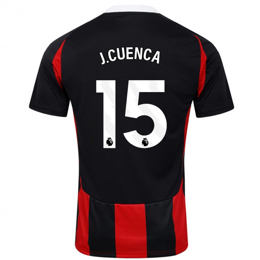 Danxen Mujer Camiseta Jorge Cuenca #15 Negro Rojo 2ª Equipación 2024/25 La Camisa México