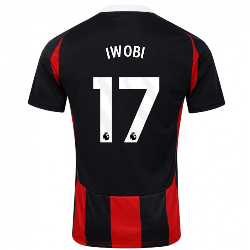 Danxen Mujer Camiseta Alex Iwobi #17 Negro Rojo 2ª Equipación 2024/25 La Camisa México