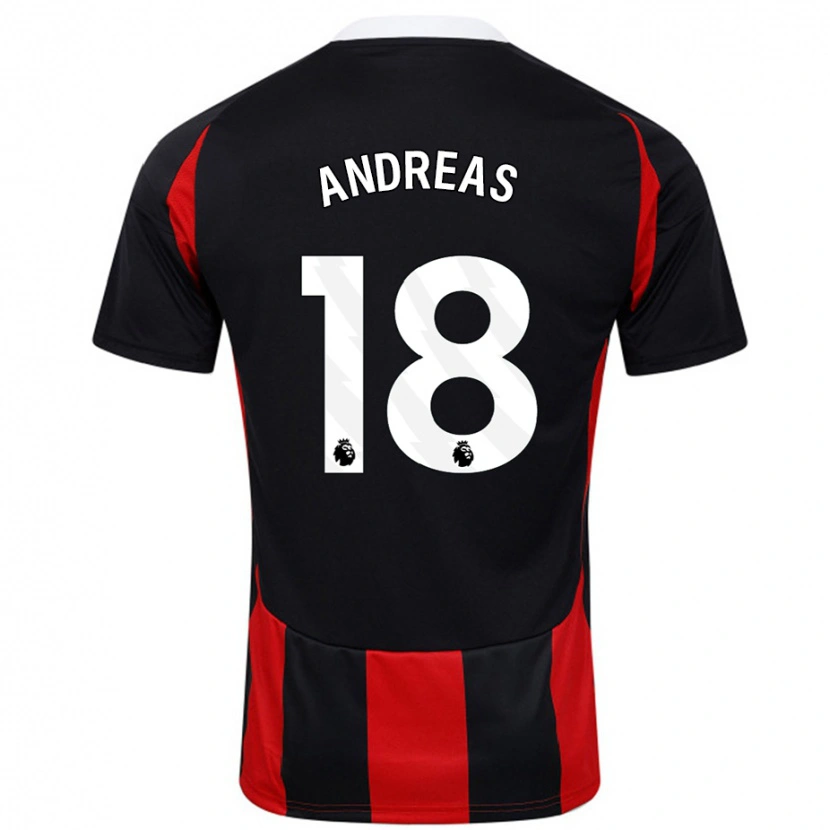 Danxen Mujer Camiseta Andreas Pereira #18 Negro Rojo 2ª Equipación 2024/25 La Camisa México
