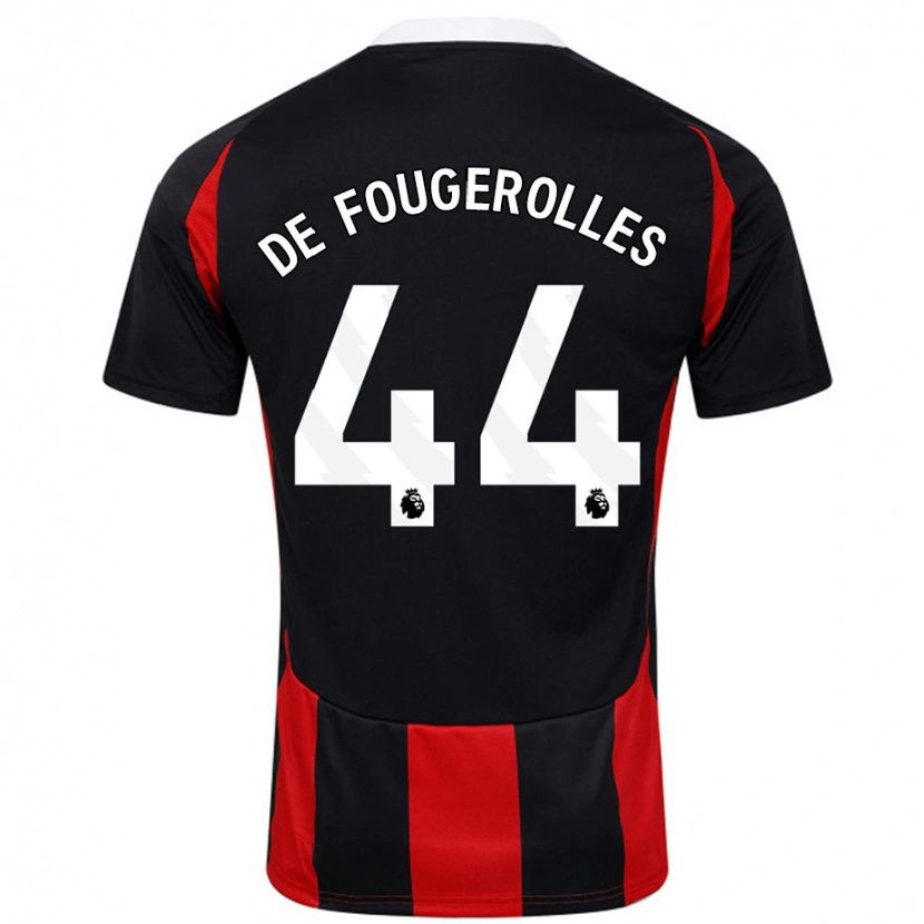 Danxen Mujer Camiseta Luc De Fougerolles #44 Negro Rojo 2ª Equipación 2024/25 La Camisa México