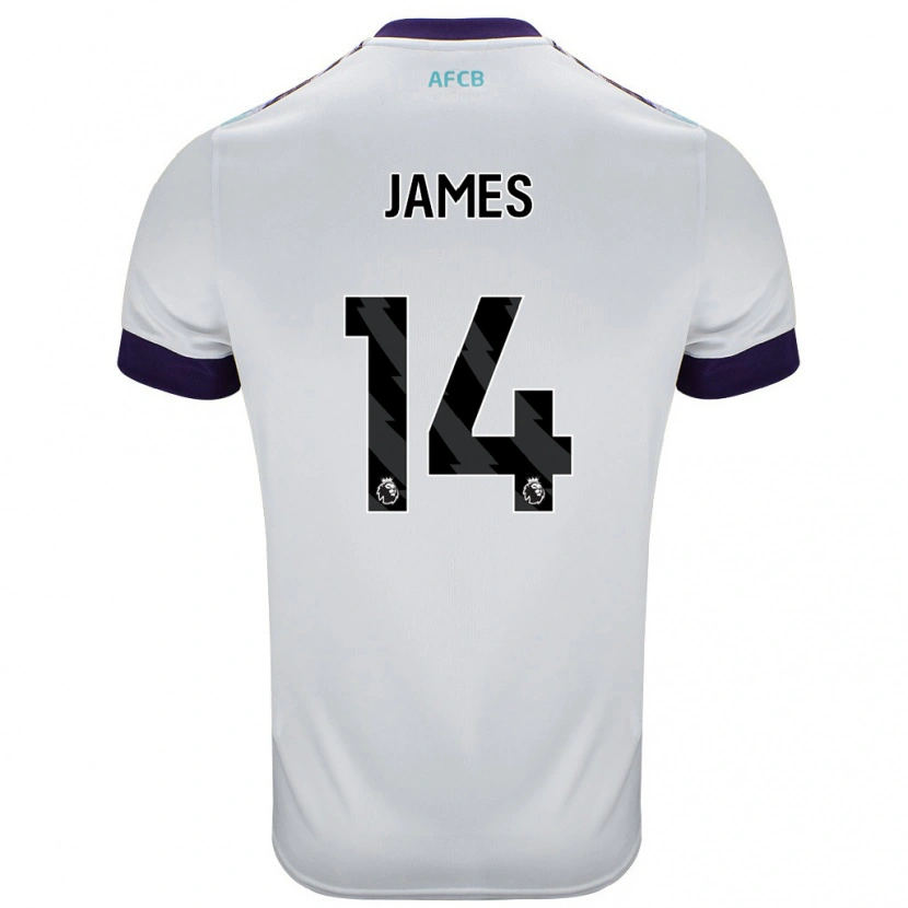 Danxen Mujer Camiseta Katie James #14 Blanco Verde Púrpura 2ª Equipación 2024/25 La Camisa México