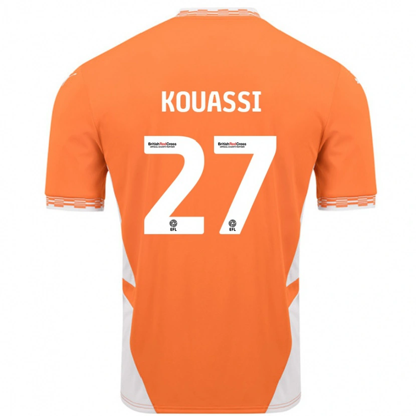 Danxen Niño Camiseta Kylian Kouassi #27 Naranja Blanco 1ª Equipación 2024/25 La Camisa México