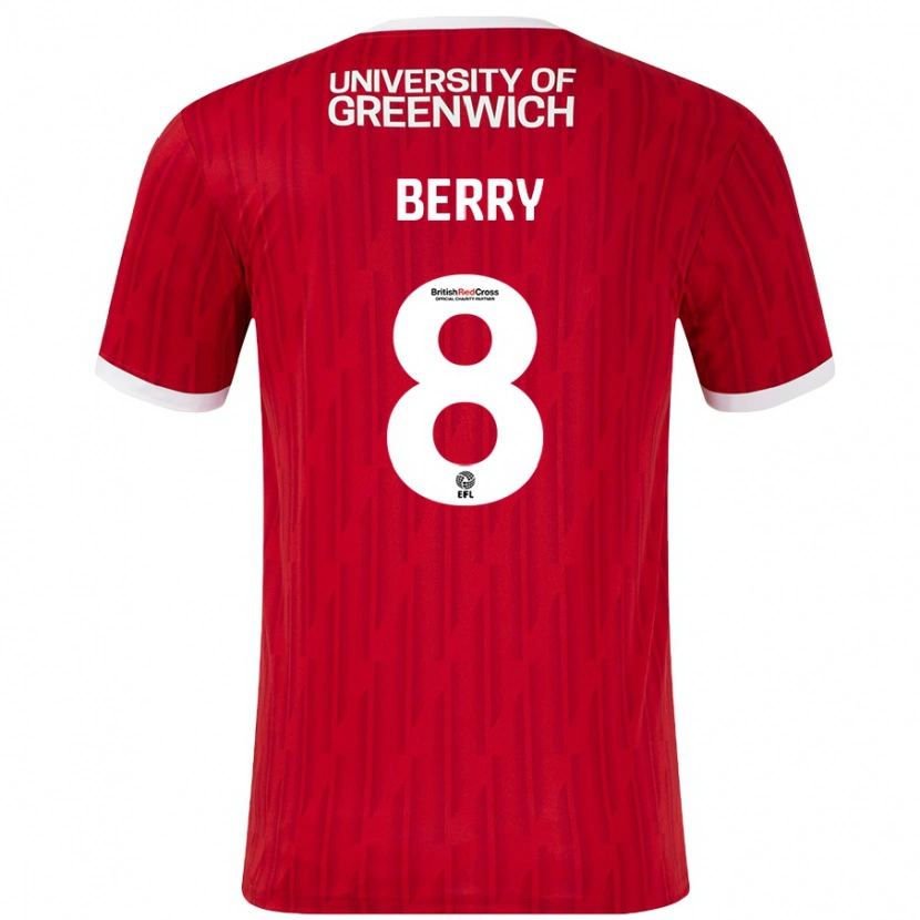 Danxen Niño Camiseta Luke Berry #8 Rojo Blanco 1ª Equipación 2024/25 La Camisa México