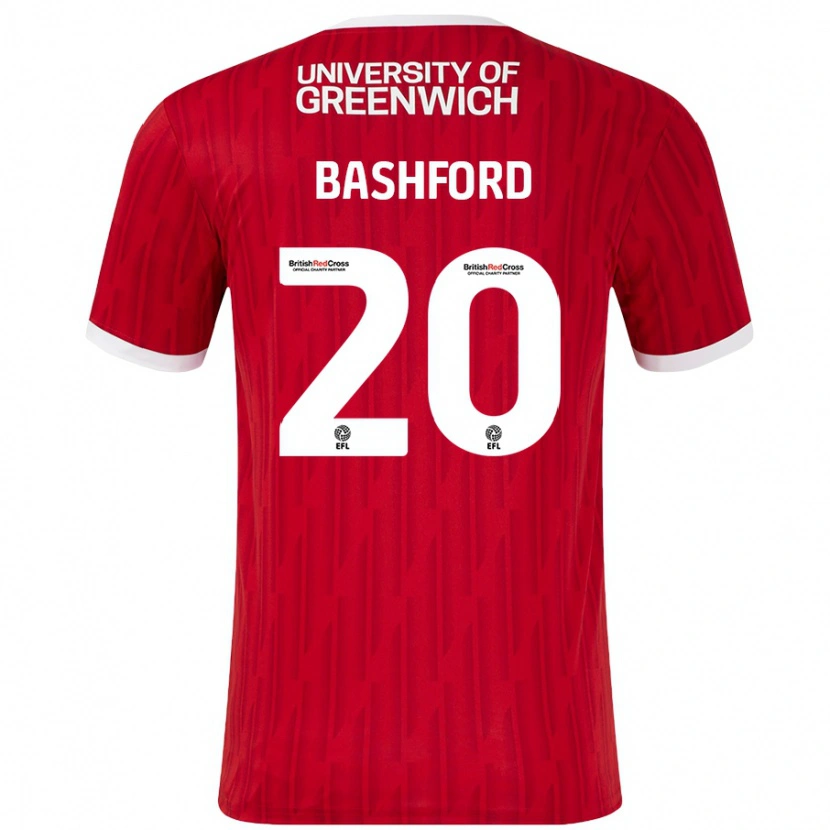 Danxen Niño Camiseta Mary Bashford #20 Rojo Blanco 1ª Equipación 2024/25 La Camisa México