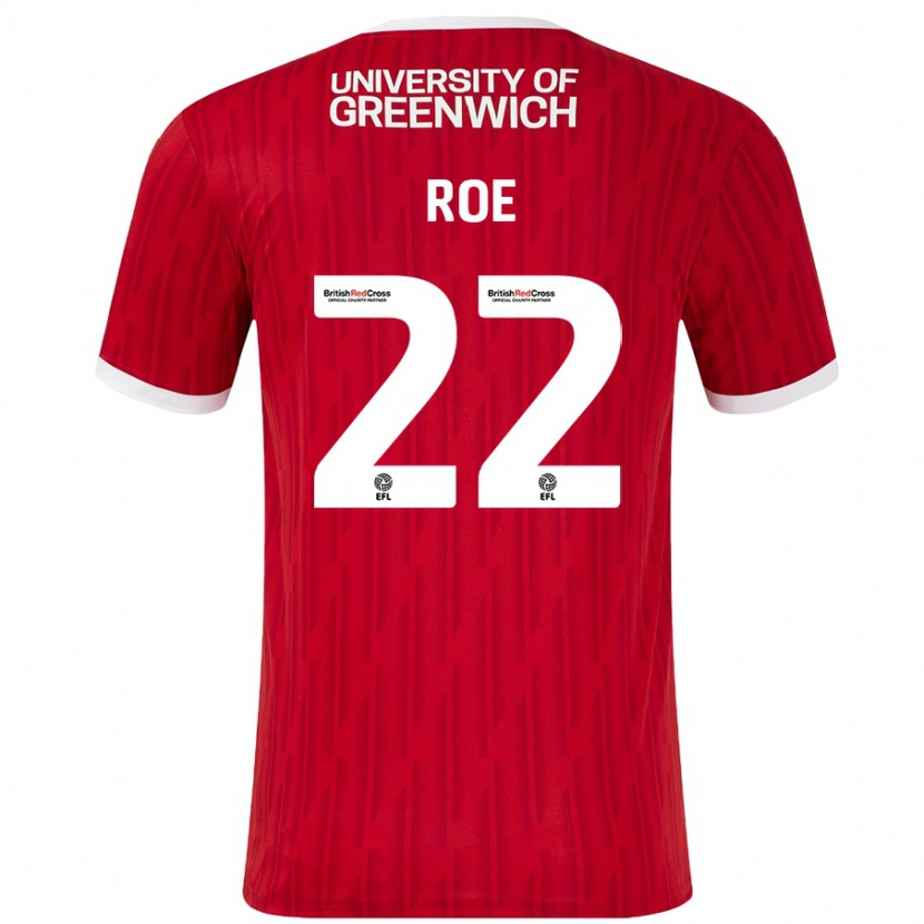 Danxen Niño Camiseta Bethan Roe #22 Rojo Blanco 1ª Equipación 2024/25 La Camisa México