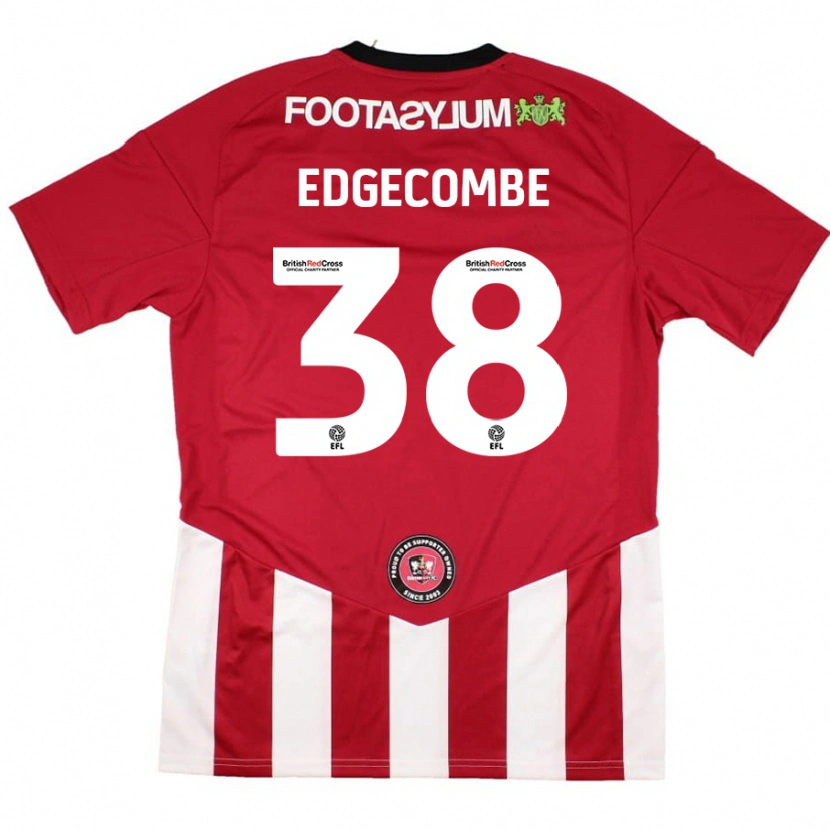 Danxen Niño Camiseta Max Edgecombe #38 Rojo Blanco 1ª Equipación 2024/25 La Camisa México