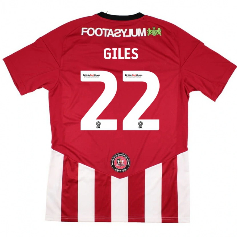 Danxen Niño Camiseta Olivia Giles #22 Rojo Blanco 1ª Equipación 2024/25 La Camisa México
