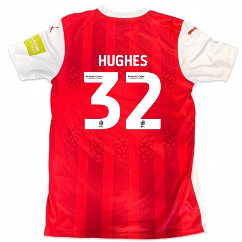 Danxen Niño Camiseta Kayden Hughes #32 Rojo Blanco 1ª Equipación 2024/25 La Camisa México