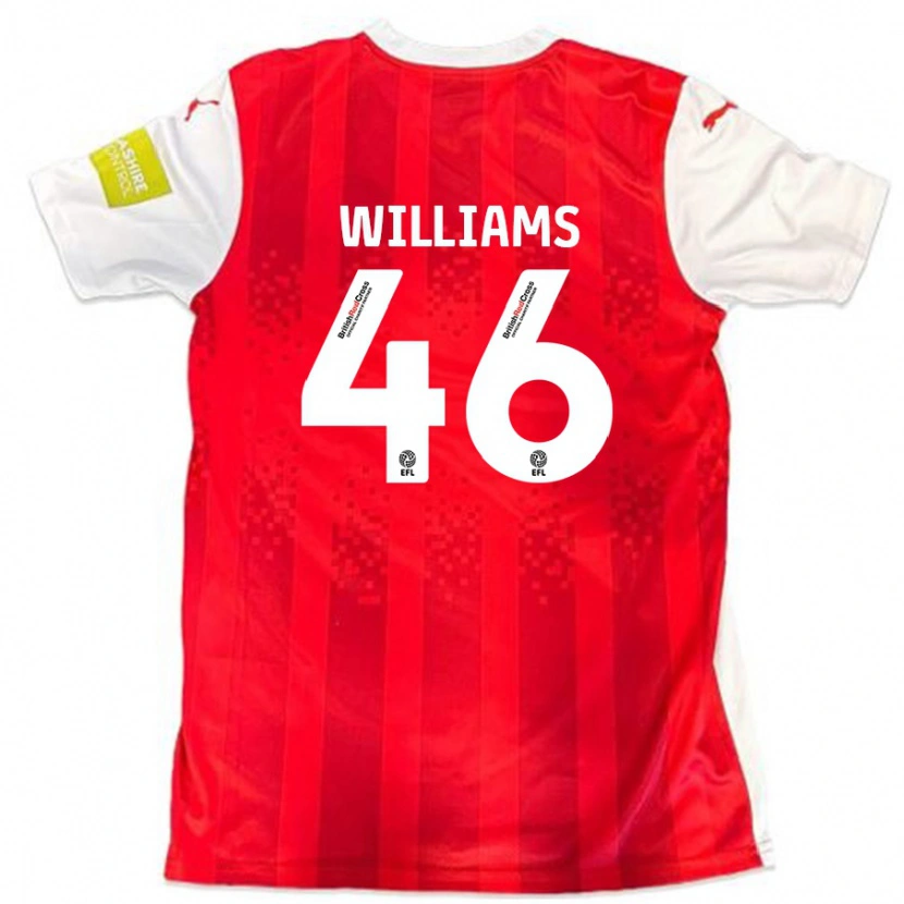 Danxen Niño Camiseta Theo Williams #46 Rojo Blanco 1ª Equipación 2024/25 La Camisa México