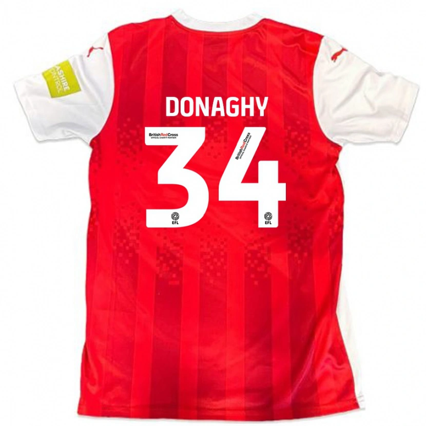 Danxen Niño Camiseta Tom Donaghy #34 Rojo Blanco 1ª Equipación 2024/25 La Camisa México