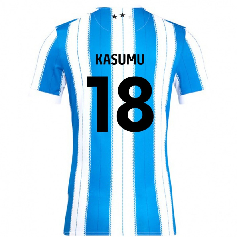 Danxen Niño Camiseta David Kasumu #18 Azul Blanco 1ª Equipación 2024/25 La Camisa México