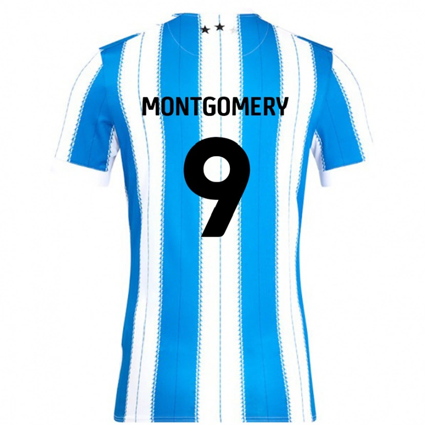 Danxen Niño Camiseta Ria Montgomery #9 Azul Blanco 1ª Equipación 2024/25 La Camisa México