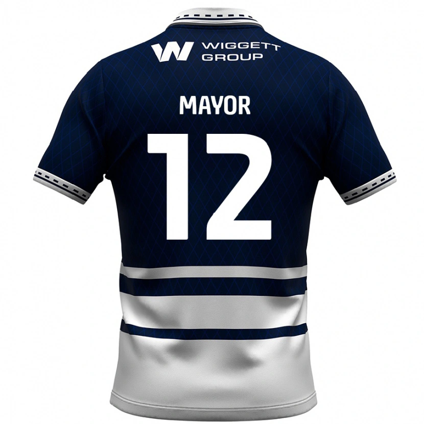 Danxen Niño Camiseta Adam Mayor #12 Azul Marino Blanco 1ª Equipación 2024/25 La Camisa México