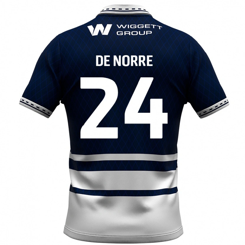 Danxen Niño Camiseta Casper De Norre #24 Azul Marino Blanco 1ª Equipación 2024/25 La Camisa México