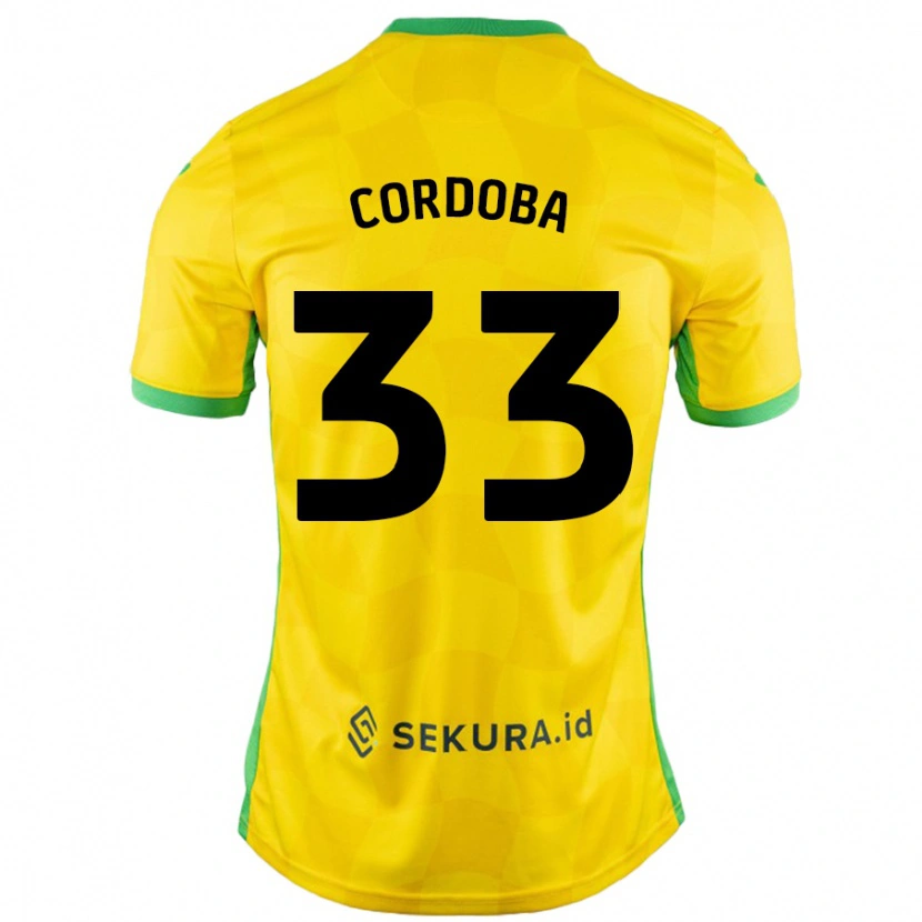 Danxen Niño Camiseta José Córdoba #33 Amarillo Verde 1ª Equipación 2024/25 La Camisa México