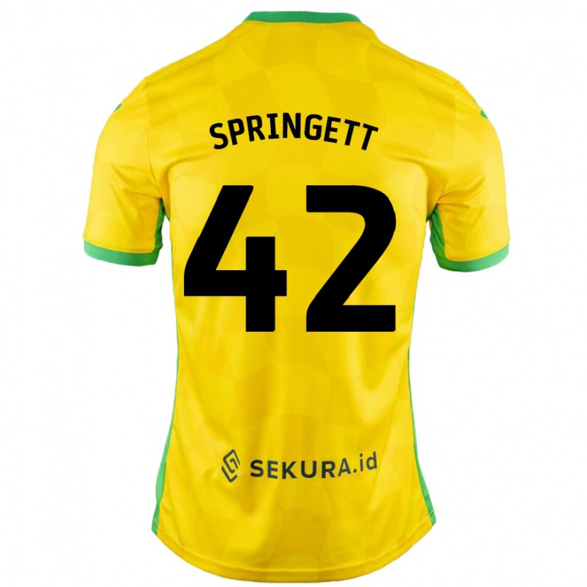 Danxen Niño Camiseta Tony Springett #42 Amarillo Verde 1ª Equipación 2024/25 La Camisa México
