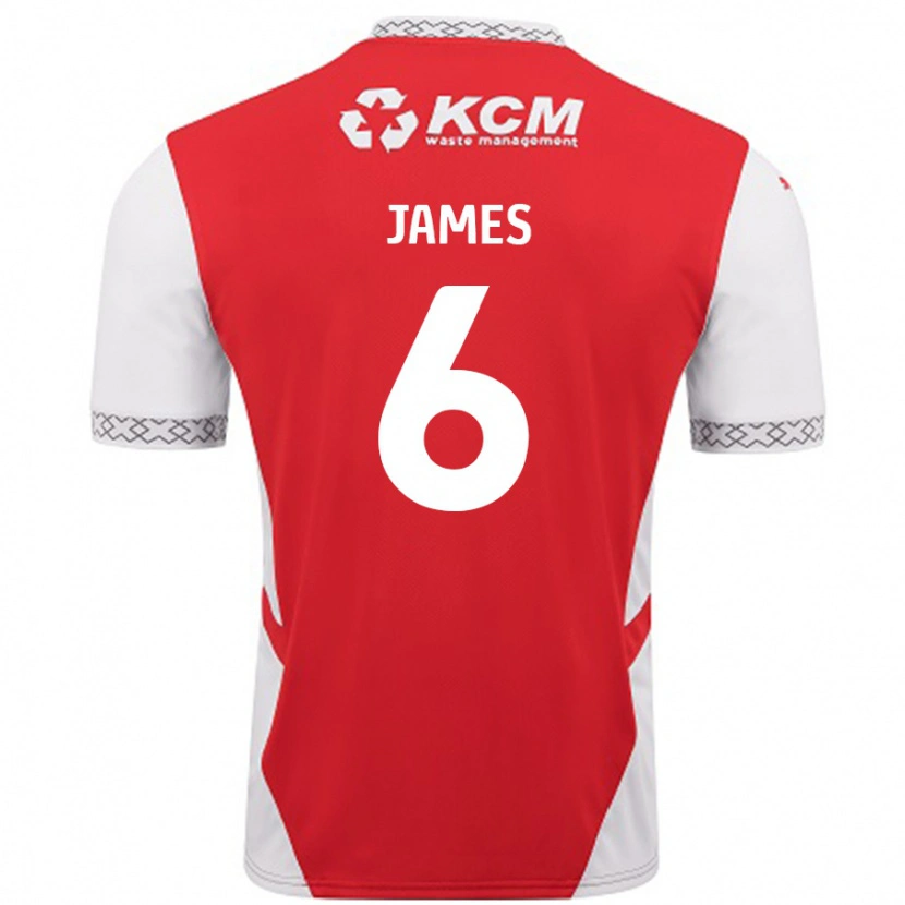 Danxen Niño Camiseta Reece James #6 Rojo Blanco 1ª Equipación 2024/25 La Camisa México