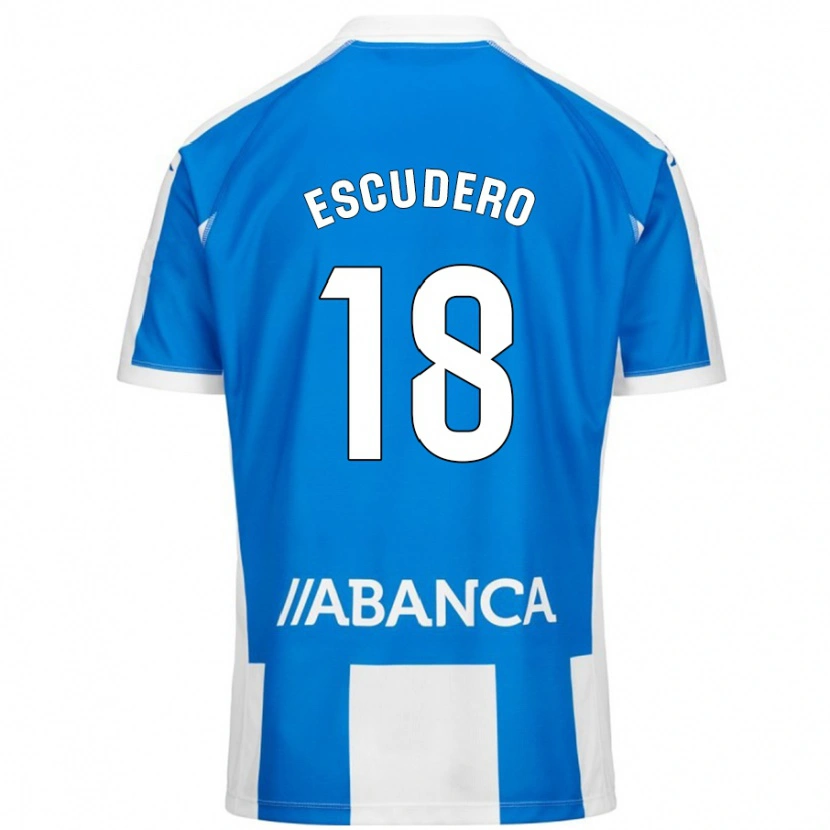 Danxen Niño Camiseta Sergio Escudero #18 Azul Blanco 1ª Equipación 2024/25 La Camisa México