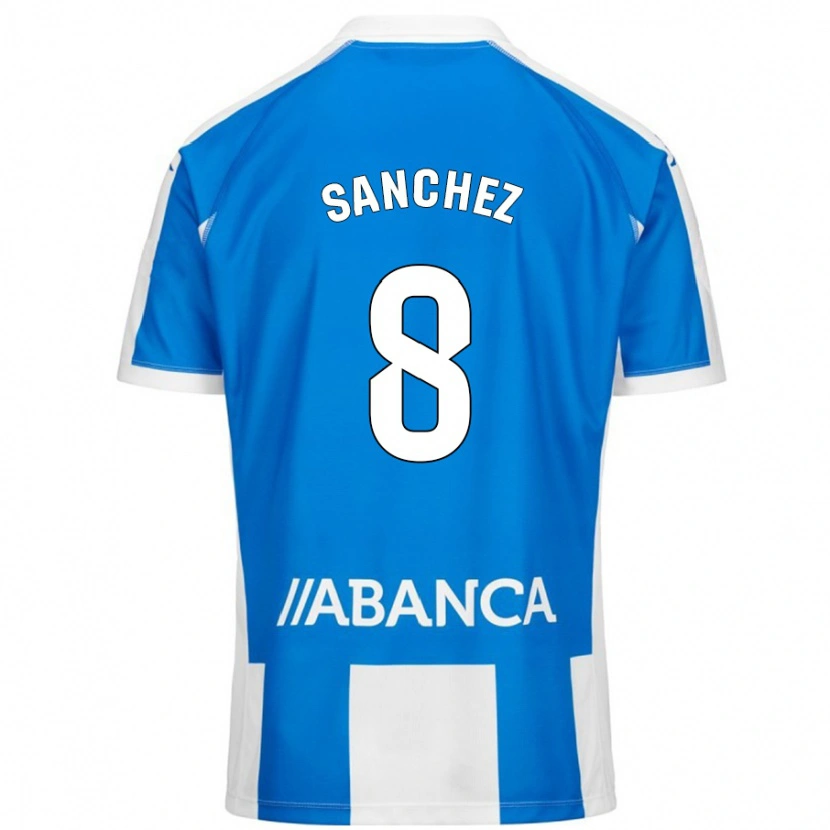Danxen Niño Camiseta Carlota Sánchez #8 Azul Blanco 1ª Equipación 2024/25 La Camisa México